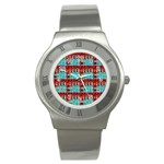 Architectural Abstract Pattern Stainless Steel Watch Front