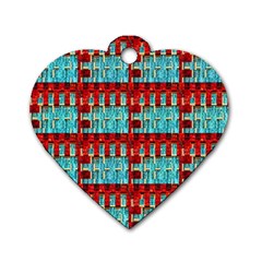 Architectural Abstract Pattern Dog Tag Heart (one Side) by Simbadda