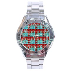 Architectural Abstract Pattern Stainless Steel Analogue Watch by Simbadda