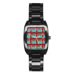 Architectural Abstract Pattern Stainless Steel Barrel Watch by Simbadda