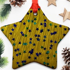 Abstract Gold Background With Blue Stars Ornament (star) by Simbadda