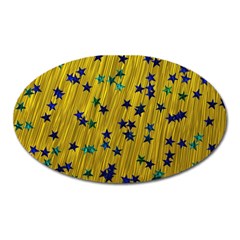 Abstract Gold Background With Blue Stars Oval Magnet by Simbadda