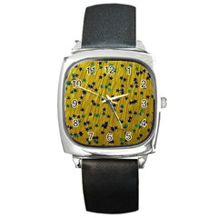 Abstract Gold Background With Blue Stars Square Metal Watch by Simbadda