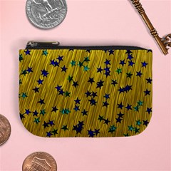 Abstract Gold Background With Blue Stars Mini Coin Purses by Simbadda