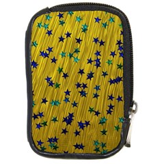 Abstract Gold Background With Blue Stars Compact Camera Cases by Simbadda