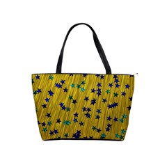 Abstract Gold Background With Blue Stars Shoulder Handbags by Simbadda