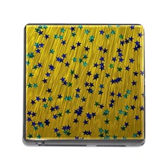 Abstract Gold Background With Blue Stars Memory Card Reader (square) by Simbadda