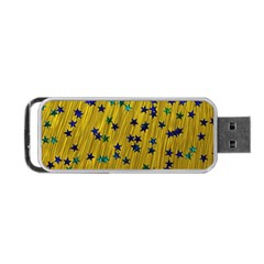 Abstract Gold Background With Blue Stars Portable Usb Flash (one Side) by Simbadda