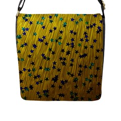 Abstract Gold Background With Blue Stars Flap Messenger Bag (l)  by Simbadda