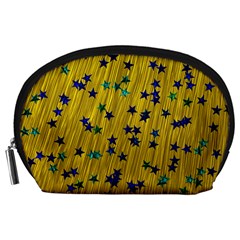 Abstract Gold Background With Blue Stars Accessory Pouches (large)  by Simbadda