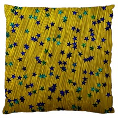 Abstract Gold Background With Blue Stars Standard Flano Cushion Case (one Side) by Simbadda