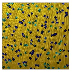 Abstract Gold Background With Blue Stars Large Satin Scarf (square) by Simbadda