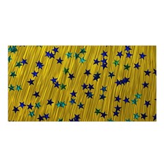 Abstract Gold Background With Blue Stars Satin Shawl by Simbadda