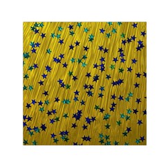 Abstract Gold Background With Blue Stars Small Satin Scarf (square) by Simbadda