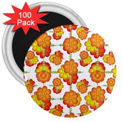 Colorful Stylized Floral Pattern 3  Magnets (100 Pack) by dflcprints