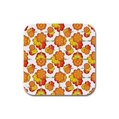 Colorful Stylized Floral Pattern Rubber Square Coaster (4 Pack)  by dflcprints