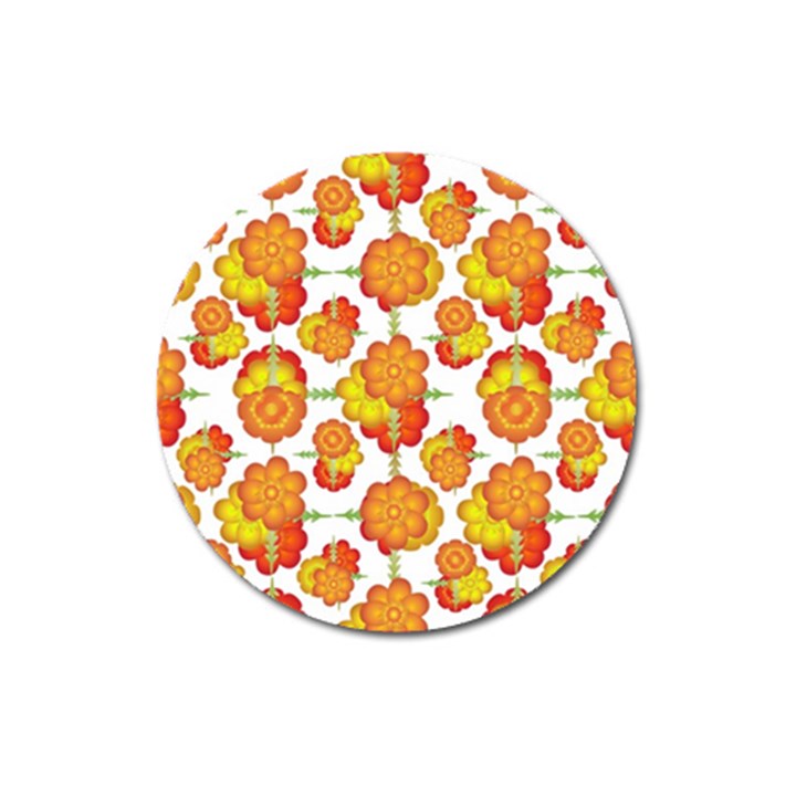 Colorful Stylized Floral Pattern Magnet 3  (Round)