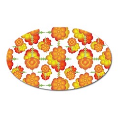 Colorful Stylized Floral Pattern Oval Magnet by dflcprints