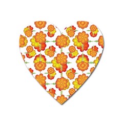 Colorful Stylized Floral Pattern Heart Magnet by dflcprints