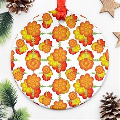 Colorful Stylized Floral Pattern Round Ornament (two Sides) by dflcprints