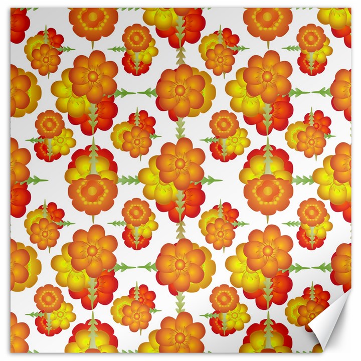 Colorful Stylized Floral Pattern Canvas 16  x 16  