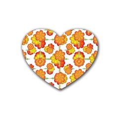 Colorful Stylized Floral Pattern Heart Coaster (4 Pack)  by dflcprints