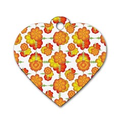 Colorful Stylized Floral Pattern Dog Tag Heart (one Side) by dflcprints