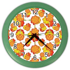 Colorful Stylized Floral Pattern Color Wall Clocks by dflcprints