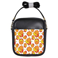 Colorful Stylized Floral Pattern Girls Sling Bags by dflcprints