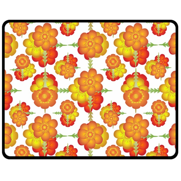 Colorful Stylized Floral Pattern Fleece Blanket (Medium) 