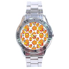 Colorful Stylized Floral Pattern Stainless Steel Analogue Watch by dflcprints