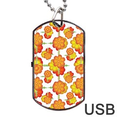 Colorful Stylized Floral Pattern Dog Tag Usb Flash (two Sides) by dflcprints