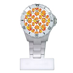 Colorful Stylized Floral Pattern Plastic Nurses Watch by dflcprints