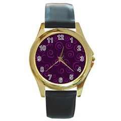 Pattern Round Gold Metal Watch