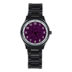 Pattern Stainless Steel Round Watch