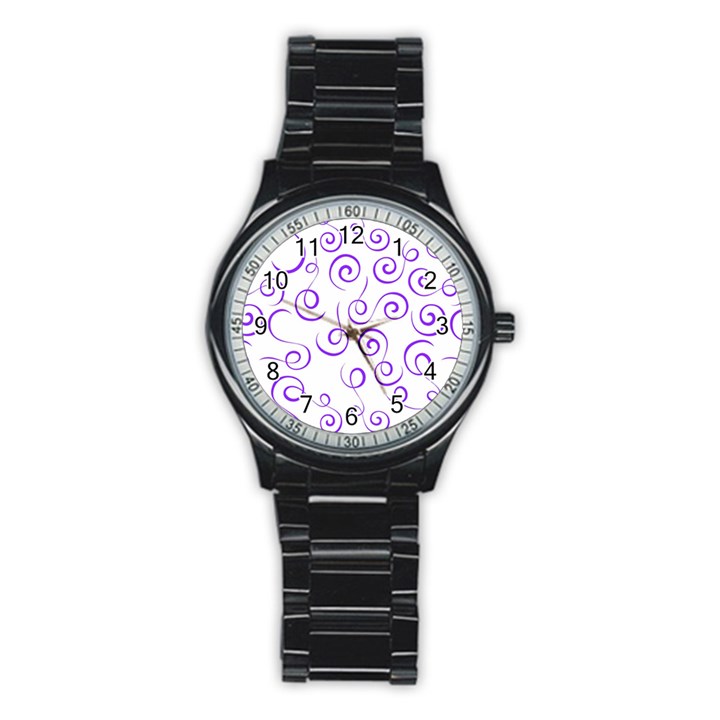 Pattern Stainless Steel Round Watch