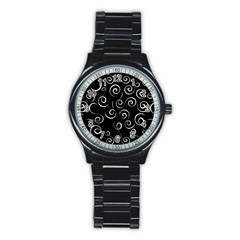 Pattern Stainless Steel Round Watch