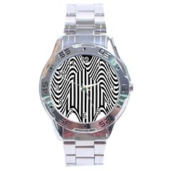 Stripe Abstract Stripped Geometric Background Stainless Steel Analogue Watch by Simbadda