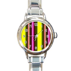 Stripes Abstract Background Pattern Round Italian Charm Watch