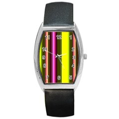 Stripes Abstract Background Pattern Barrel Style Metal Watch by Simbadda