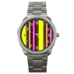 Stripes Abstract Background Pattern Sport Metal Watch by Simbadda