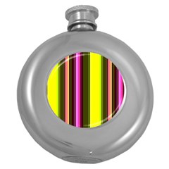 Stripes Abstract Background Pattern Round Hip Flask (5 Oz)