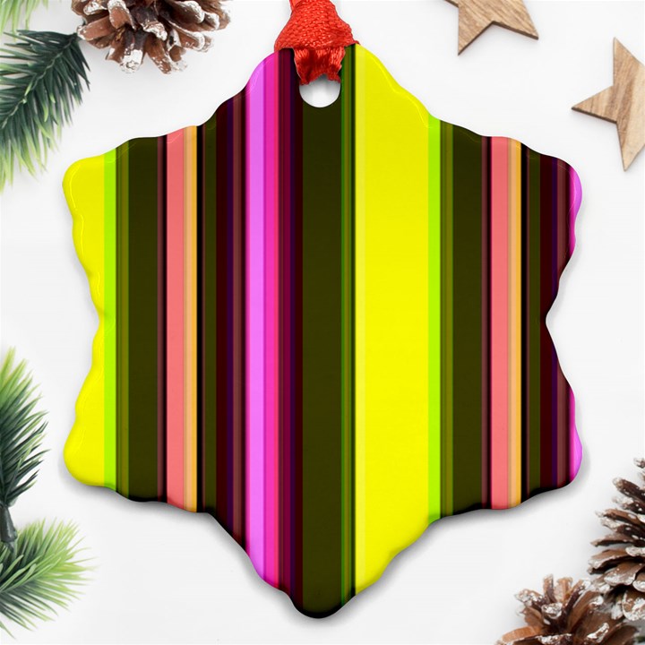 Stripes Abstract Background Pattern Snowflake Ornament (Two Sides)