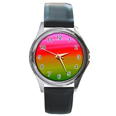 Watercolour Abstract Paint Digitally Painted Background Texture Round Metal Watch