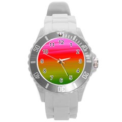 Watercolour Abstract Paint Digitally Painted Background Texture Round Plastic Sport Watch (l) by Simbadda