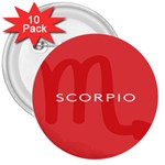 Zodiac Scorpio 3  Buttons (10 pack)  Front