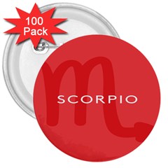 Zodiac Scorpio 3  Buttons (100 Pack) 