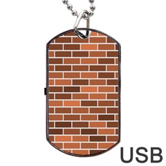 Brick Brown Line Texture Dog Tag Usb Flash (one Side) by Mariart