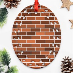 Brick Brown Line Texture Oval Filigree Ornament (two Sides) by Mariart