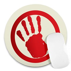 Bloody Handprint Stop Emob Sign Red Circle Round Mousepads by Mariart